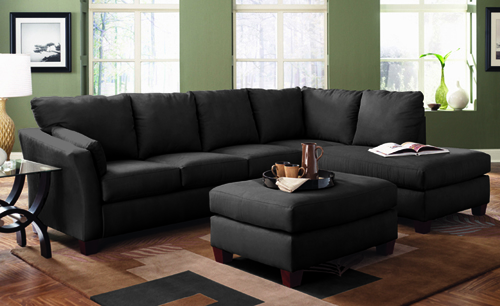 The Sienna Queen Chaise Sectional Sleeper in Black Microfiber