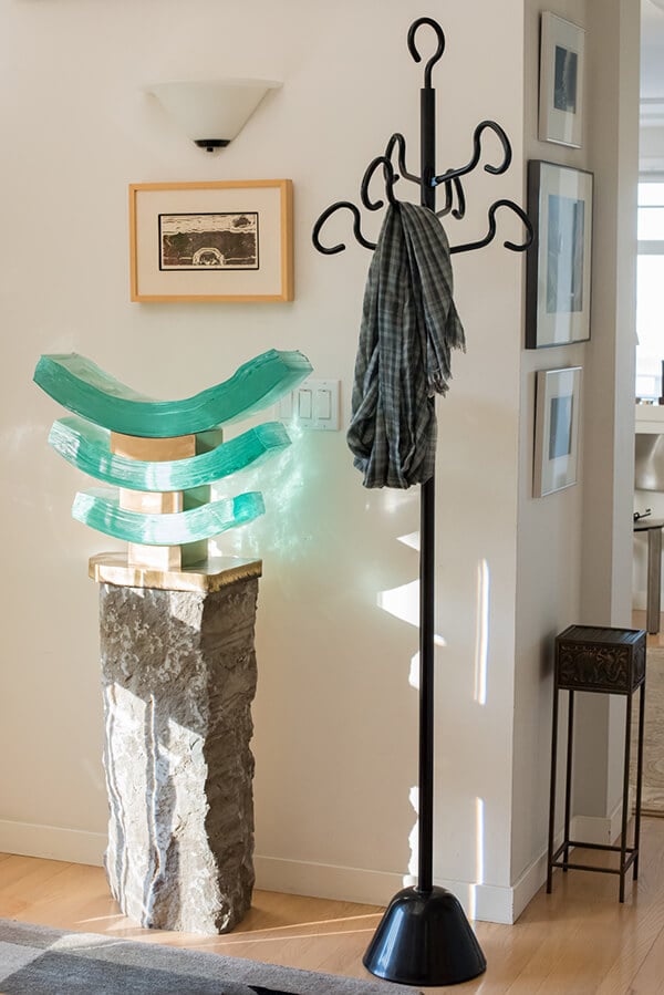 Curating and Displaying Art: Glass Sculpture and Coat Rack
