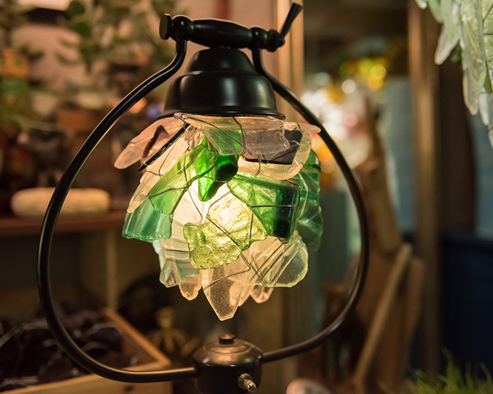 Green and White Glass Light Fixture